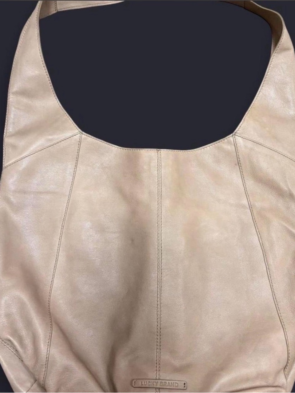 Lucky Brand Light Tan Leather Hobo Shoulder Bag
